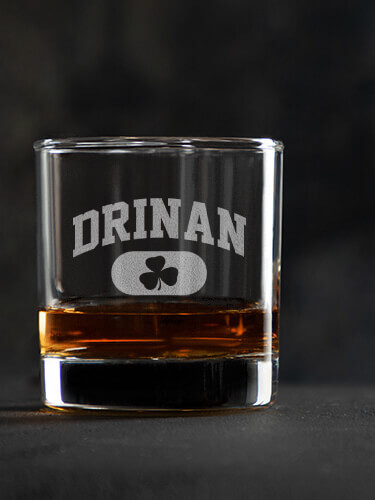 Irish Varsity Clear Rocks Glass - Engraved (single)