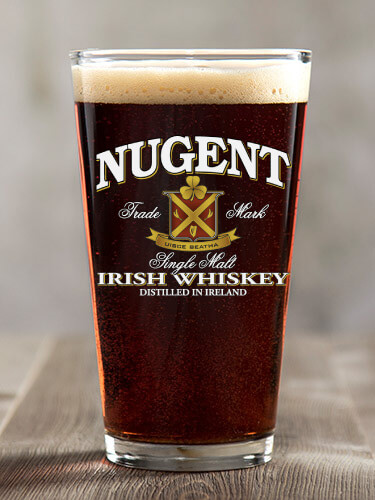 Irish Whiskey Clear Pint Glass - Color Printed (single)