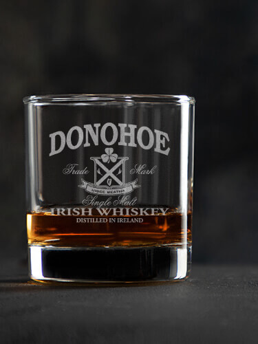Irish Whiskey Clear Rocks Glass - Engraved (single)