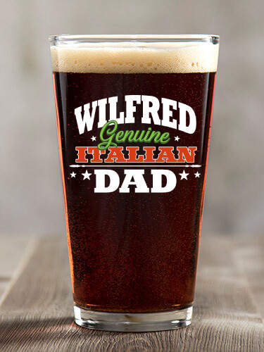 Italian Dad Clear Pint Glass - Color Printed (single)