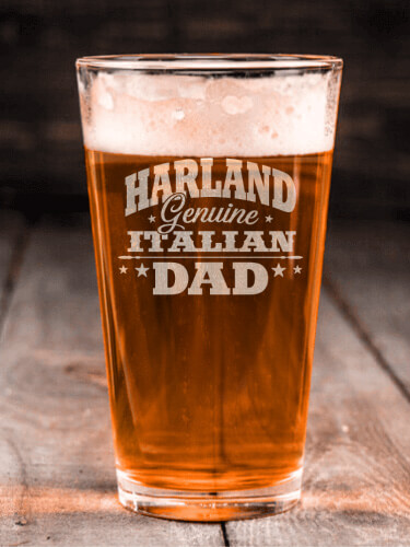 Italian Dad Clear Pint Glass - Engraved (single)