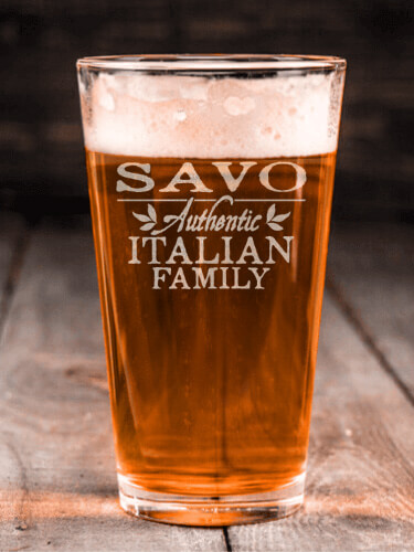 Italian Family Clear Pint Glass - Engraved (single)