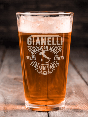 Italian Parts Clear Pint Glass - Engraved (single)