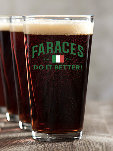 Italians Do It Better Clear Pint Glass - Color Printed (set of 4)