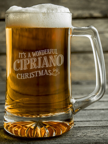 It's A Wonderful Christmas Clear Beer Mug - Engraved