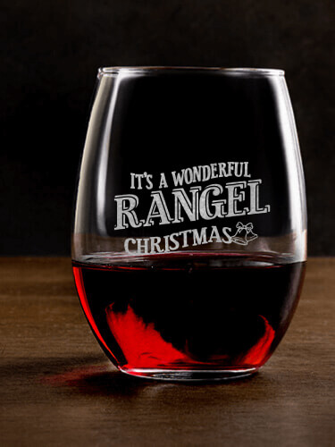 It's A Wonderful Christmas Clear Stemless Wine Glass - Engraved (single)