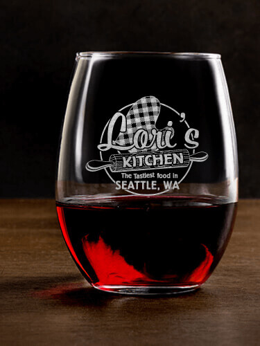 Kitchen Clear Stemless Wine Glass - Engraved (single)