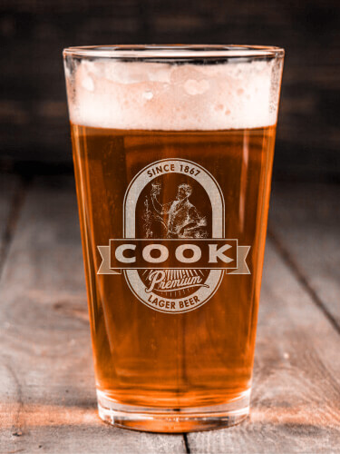 Lager Clear Pint Glass - Engraved (single)