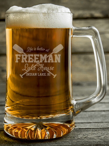 Lake House Clear Beer Mug - Engraved