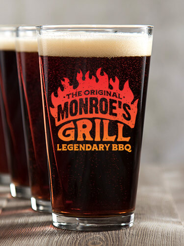 Legendary BBQ Clear Pint Glass - Color Printed (set of 4)