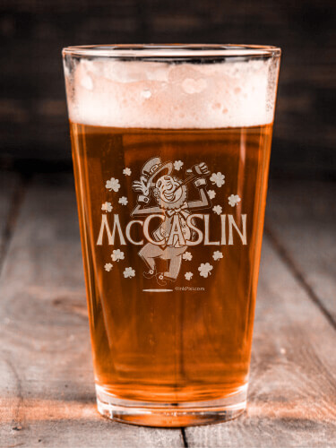 Leprechaun Clear Pint Glass - Engraved (single)