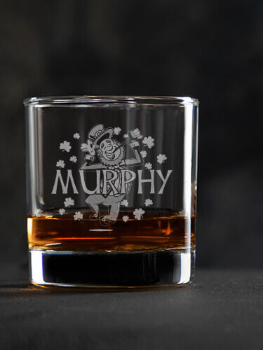 Leprechaun Clear Rocks Glass - Engraved (single)