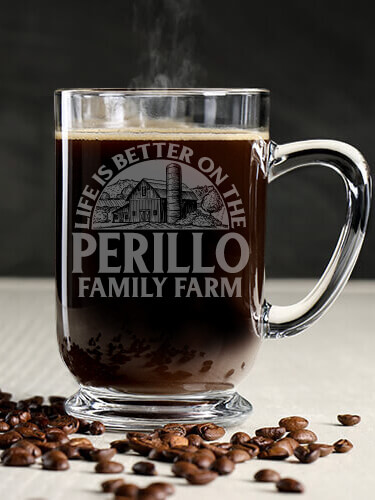 Life Is Better Farm Clear Coffee Mug - Engraved (single)