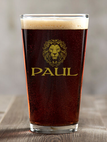Lion Clear Pint Glass - Color Printed (single)