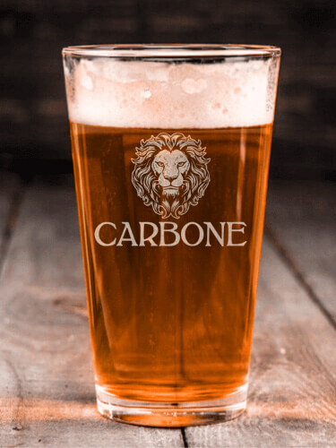 Lion Clear Pint Glass - Engraved (single)