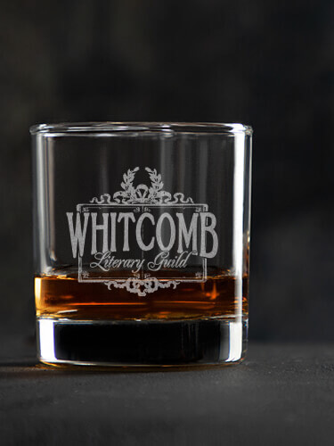 Literary Guild Clear Rocks Glass - Engraved (single)