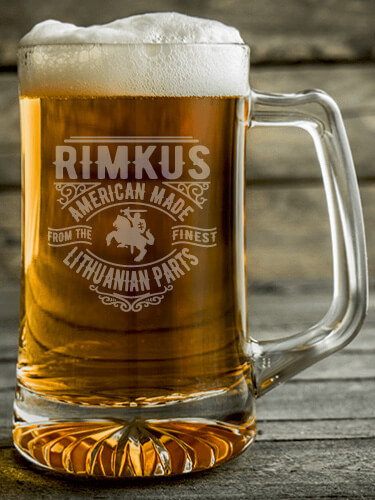 Lithuanian Parts Clear Beer Mug - Engraved