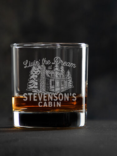 Livin' The Dream Cabin Clear Rocks Glass - Engraved (single)