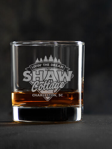 Livin' The Dream Cottage Clear Rocks Glass - Engraved (single)