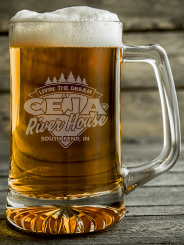 Livin' The Dream River House Clear Beer Mug - Engraved