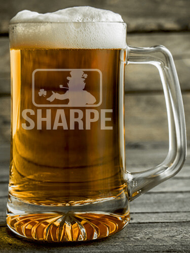 Major League Irish Clear Beer Mug - Engraved