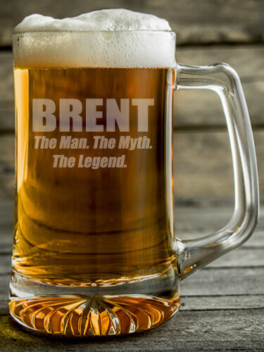 Man Myth Legend Clear Beer Mug - Engraved