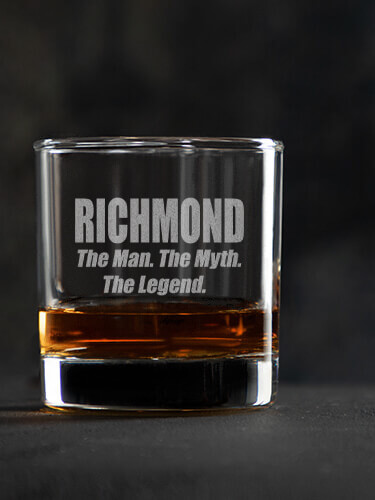 Man Myth Legend Clear Rocks Glass - Engraved (single)