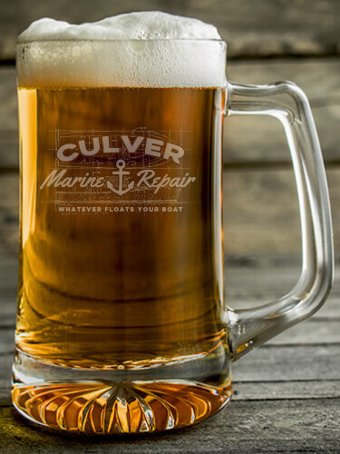 Marine Repair Clear Beer Mug - Engraved