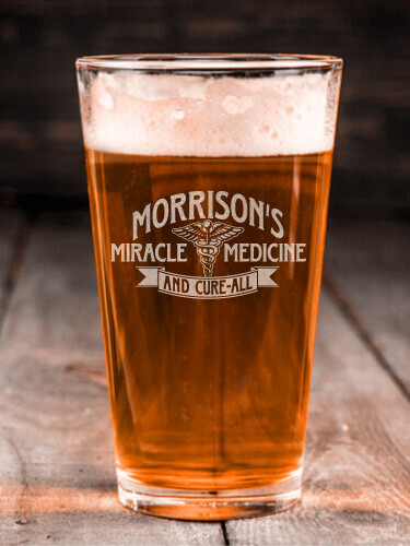 Miracle Medicine Clear Pint Glass - Engraved (single)