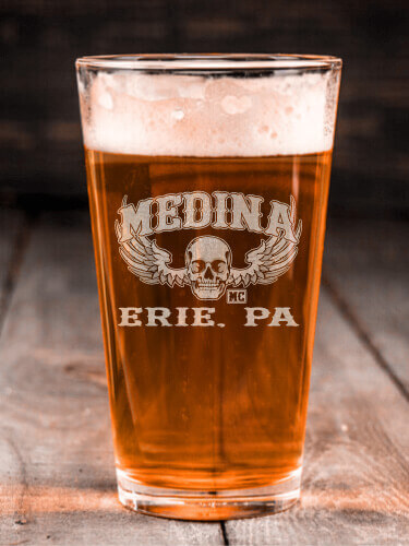 Motorcycle Club Clear Pint Glass - Engraved (single)