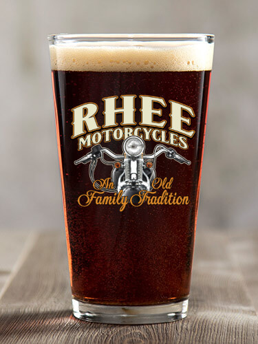 Motorcycle Family Tradition Clear Pint Glass - Color Printed (single)