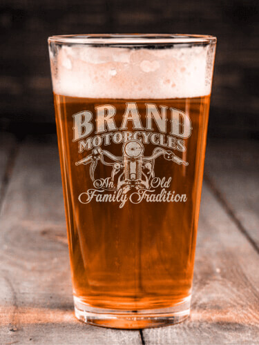 Motorcycle Family Tradition Clear Pint Glass - Engraved (single)