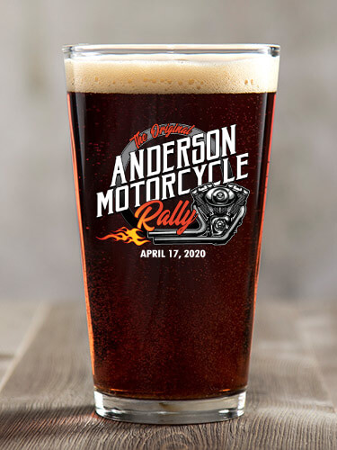 Motorcycle Rally Clear Pint Glass - Color Printed (single)