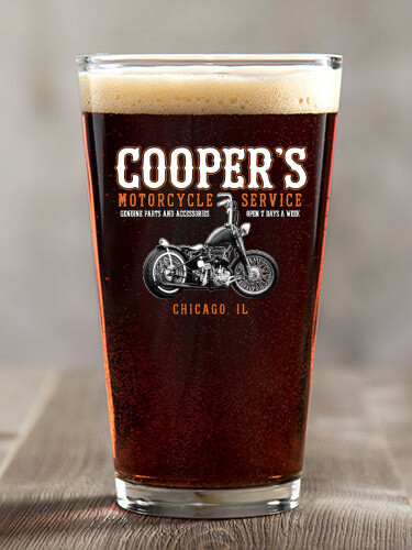 Motorcycle Service BP Clear Pint Glass - Color Printed (single)