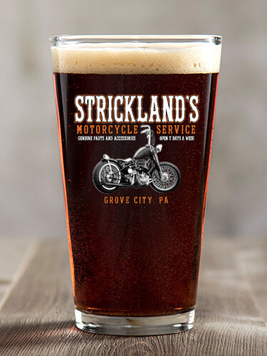 Motorcycle Service Clear Pint Glass - Color Printed (single)