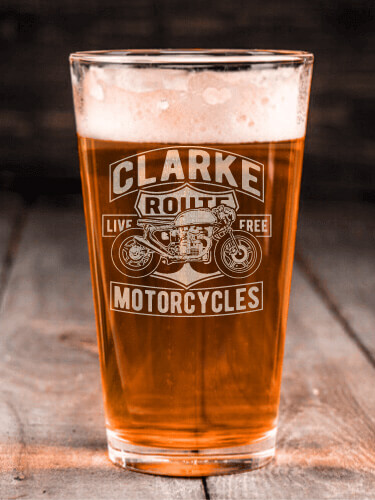 Motorcycles Clear Pint Glass - Engraved (single)