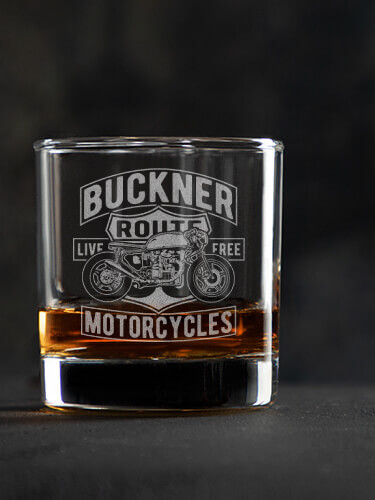 Motorcycles Clear Rocks Glass - Engraved (single)