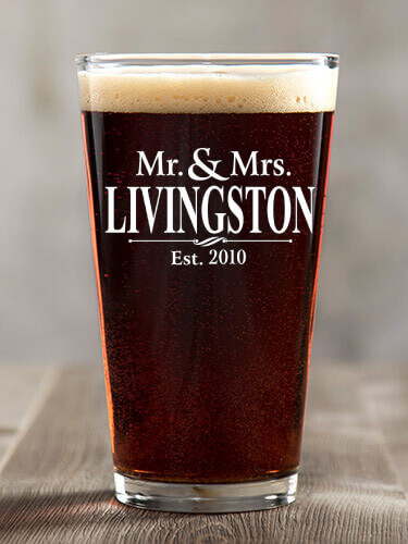 Mr and Mrs Clear Pint Glass - Color Printed (single)