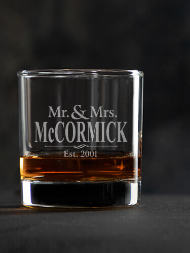 Mr and Mrs Clear Rocks Glass - Engraved (single)