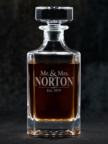 Mr and Mrs Clear Whiskey Decanter - Engraved