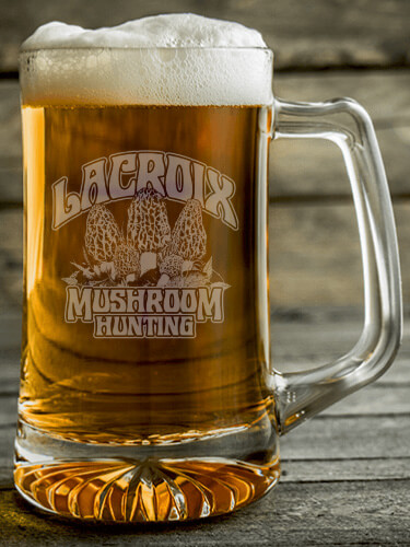 Mushroom Hunting Clear Beer Mug - Engraved