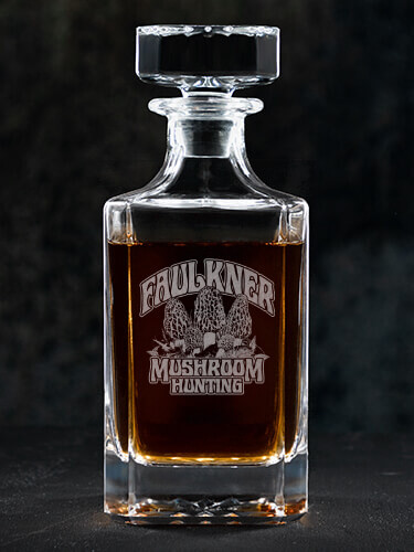 Mushroom Hunting Clear Whiskey Decanter - Engraved