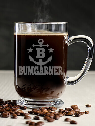 Nautical Monogram Clear Coffee Mug - Engraved (single)