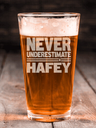 Never Underestimate Irish Clear Pint Glass - Engraved (single)