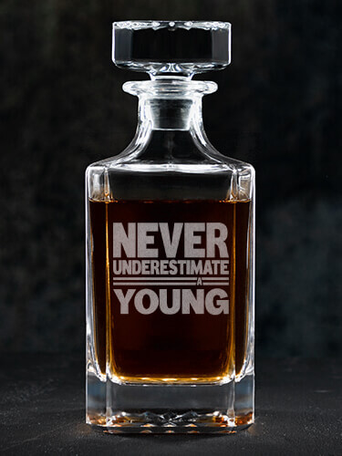 Never Underestimate Irish Clear Whiskey Decanter - Engraved