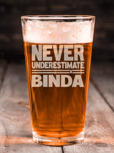 Never Underestimate Italian Clear Pint Glass - Engraved (single)