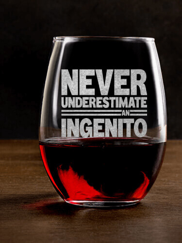 Never Underestimate Italian Clear Stemless Wine Glass - Engraved (single)