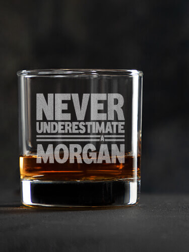 Never Underestimate Clear Rocks Glass - Engraved (single)