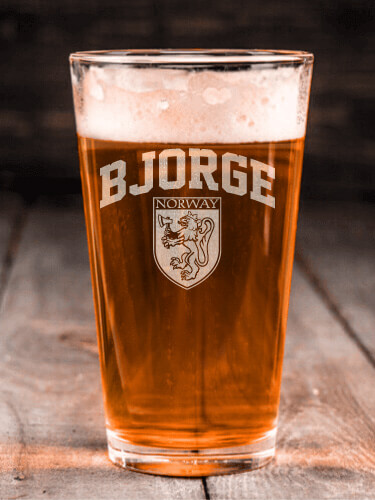 Norwegian Shield Clear Pint Glass - Engraved (single)