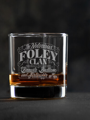 Notorious Clan Clear Rocks Glass - Engraved (single)